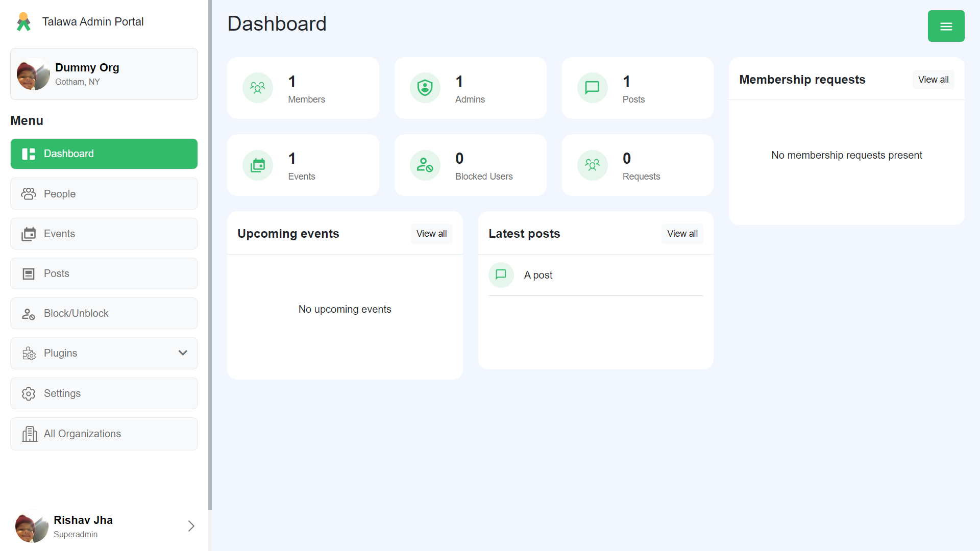 Organization Dashboard